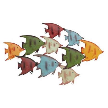 Hastings Home School of Fish Wall Art Nautical 3D Metal Hanging Décor, Vintage  Seaside Inspired Style Artwork 869077NDJ